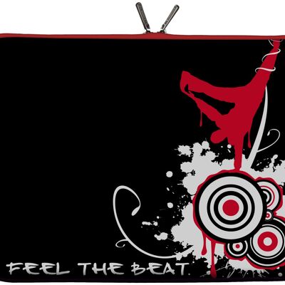 Digittrade LS163-15 Black Beat Designer Laptoptasche 15,6 Zoll (39,1 cm) aus Neopren Laptop-Hülle Sleeve Tasche Schutzhülle Cover Case Bag chwarz-rot