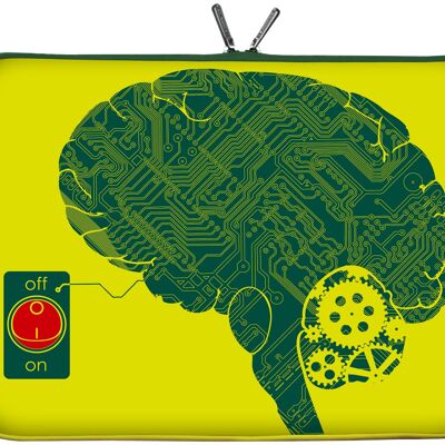 Digittrade LS166-17 IT-Brain Designer Laptop Tasche 17 Zoll Notebook Sleeve Hülle Schutzhülle Neopren bis 43,9 cm (17,3 Zoll) Bag Case Gehirn gelb-grün