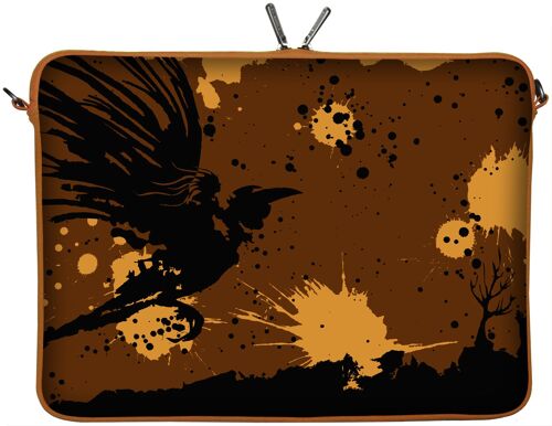 Digittrade LS171-17 Mystery Designer Laptop Tasche 17 Zoll Notebook Sleeve Hülle Schutzhülle Neopren bis 43,9 cm (17,3 Zoll) Bag Case Halloween braun- beige