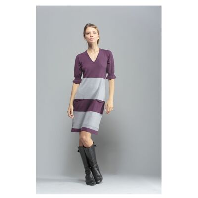 SHAVED STRIPED WOOL DRESS