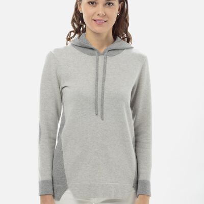 TWO-TONE CASHMERE WOOL AND SILK SHAVED SWEATSHIRT