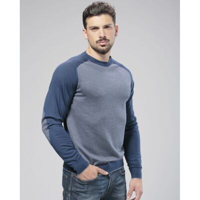 SHAVED CASHMERE SILK CREW NECK JACQUARD ON FRONT