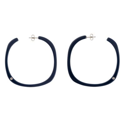 LILY Square Hoop Earrings Color Navy
