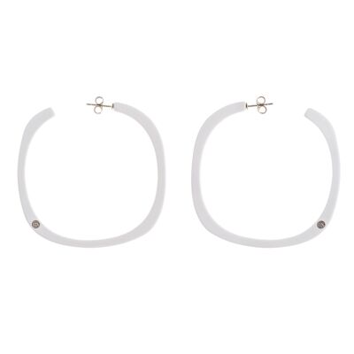 Pure White Square LILY Hoop Earrings