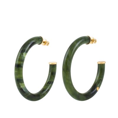 LUNA Hoop Earrings Size M Emerald Green