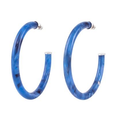 LUNA Hoop Earrings Size L Blue Denim