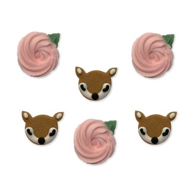 Cerfs et fleurs Sugarcraft Toppers