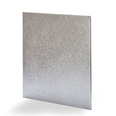 Einzeln verpacktes Kuchenbrett, quadratisch, Silber, 35,6 cm