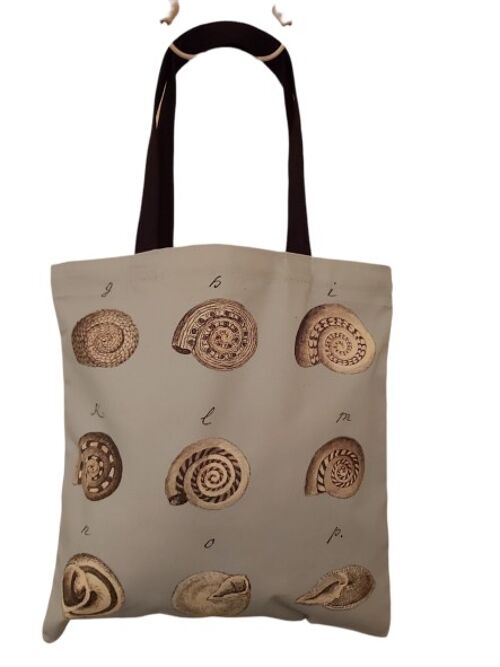 Antique Print Tote Bag Ammonite Pale Blue mid 1700s