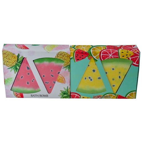 Geschenkbox aus der Serie Melone mit 2 Badebomben / Badekugeln