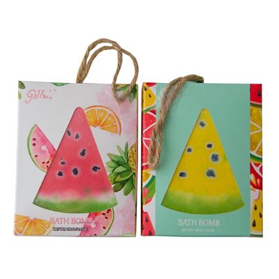 Geschenkbox aus der Serie Melone mit Badebombe / Badekugel gefüllt