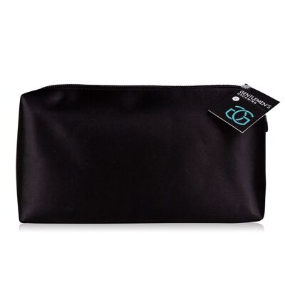 Toiletry bag for men GENTLEMEN'S GROOMING made of fabric, black cosmetic bag perfect for the next trip