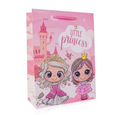 Sacchetto regalo PICCOLA PRINCIPESSA di carta, sacchetto di carta con design principessa, sacchetto regalo 18 x 24 cm