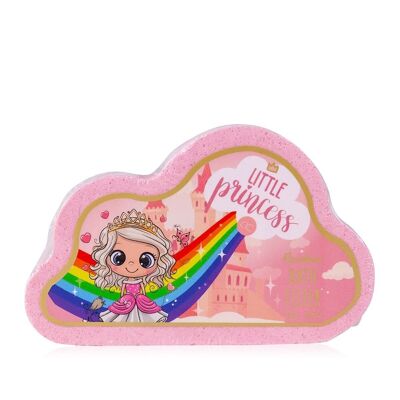 Badefizzer LITTLE PRINCESS in Wolkenform mit Regenbogeneffekt, Badebombe im Prinzessin Design