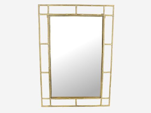 Espejo rectangular de metal dorado