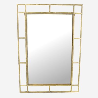 Espejo rectangular de metal dorado