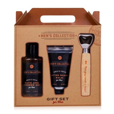 Gift set for men MEN'S COLLECTION in gift box with bottle opener, bath & shower gel and after shave balm