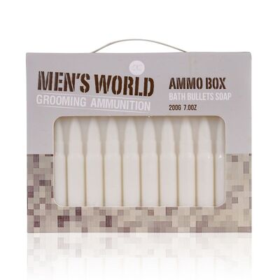 Jabón MEN'S WORLD en forma de munición en caja de regalo, set de regalo para hombre