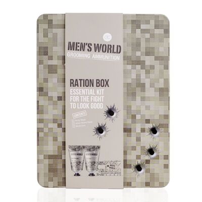 Badeset MEN'S WORLD in Geschenkbox aus Blech, Geschenkset für Männer mit Duschgel, After Shave Balsam und Multi-Tool