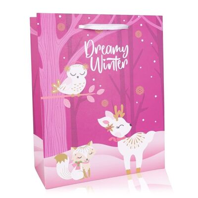 Geschenktasche DREAMY WINTER aus Papier, Geschenktüte mit winterlichen Motiv