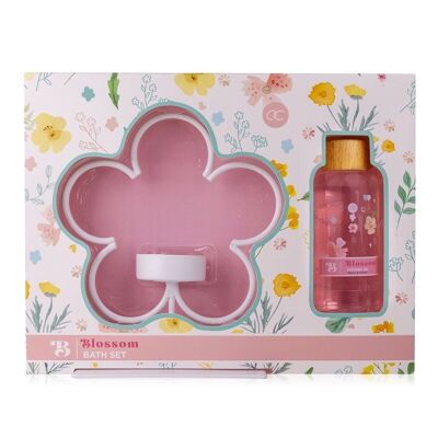 BLOSSOM bath set in a gift box with candlestick