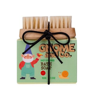 Coffret soin des mains GNOME & CO. composé de 100g de savon et d'une brosse à ongles