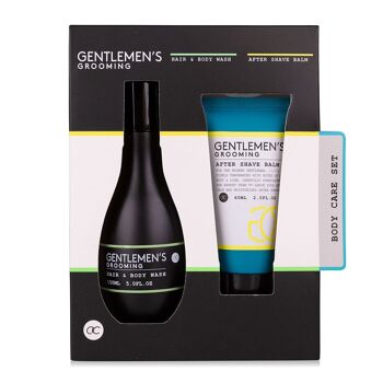 Set de bain GENTLEMEN'S Grooming en coffret cadeau, coffret cadeau pour homme avec gel douche et baume après rasage 1