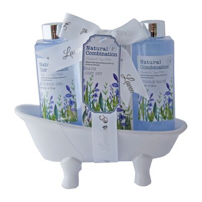 Bath set LAVENDER in ceramic bathtub