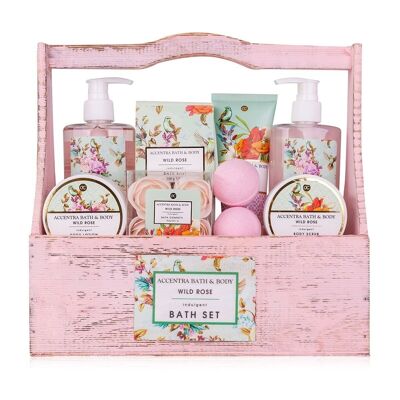 Coffret cadeau VINTAGE FLORALS dans un coffret en bois avec anse