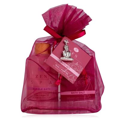 Set benessere ZEN SPA in sacchetto di organza con ciondolo Buddha