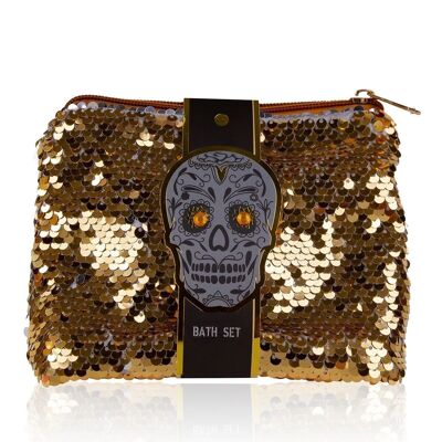Gift set SKULL CHIC in sequin cosmetic bag