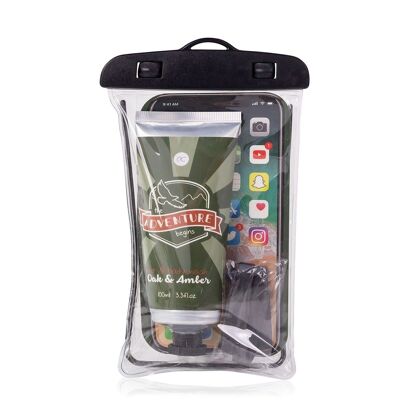 ADVENTURE COLLECTION bath set in a waterproof mobile phone case, practical gift set for men with shower gel and bag