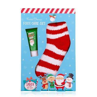 Set para el cuidado de los pies SANTA & CO en caja de regalo con calcetines calentitos