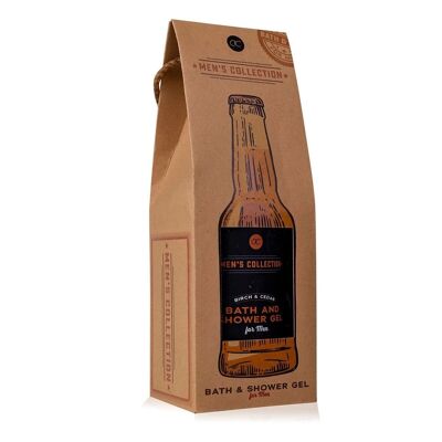 Gel de baño y ducha para hombres COLECCIÓN DE HOMBRES en una botella con caja de regalo de papel kraft, aspecto de botella de cerveza