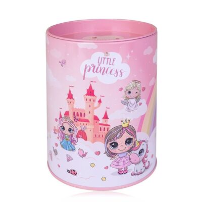 Juego de baño LITTLE PRINCESS en hucha de hojalata, set de regalo para niña con diseño de princesa