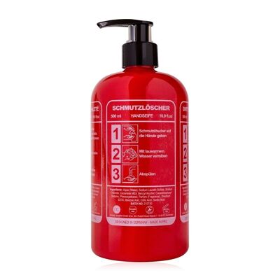 Dirt extinguisher hand soap in a bottle with a fire extinguisher look, soap dispenser with liquid soap