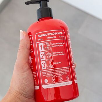 Savon à main extincteur de saleté dans une bouteille avec un look d'extincteur, distributeur de savon avec du savon liquide 3