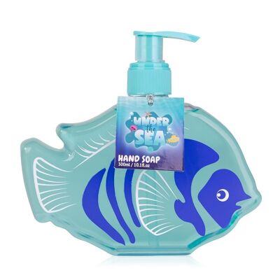 Hand soap UNDER THE SEA in a fish-shaped pump dispenser, soap dispenser with liquid soap