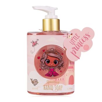 Savon à mains LITTLE PRINCESS en distributeur à pompe, distributeur de savon avec savon liquide pour enfants au design princesse