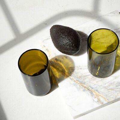 IWAS Upcycled Short Olive Drinkglazen | Set van 6 | Upcycled Glazen Tumblers Perfect voor cocktails