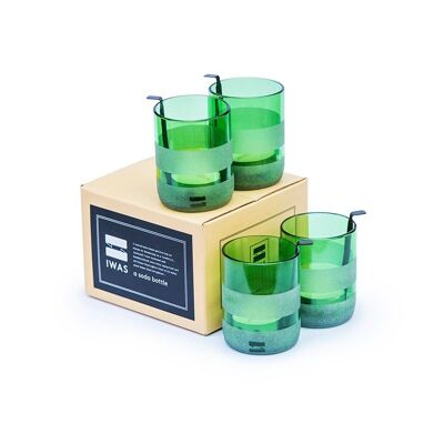 IWAS Groene Theelichthouders met Theelichtjes | Upcycled en handgemaakte theelichthouder | Set van 4 ...