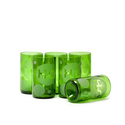 IWAS Set di bicchieri per bevande riciclati | H2O Gedrukte Set | 350 ML | 12 OZ | (Set furgone 6) | Milieuvriendelijke waterglazen ...