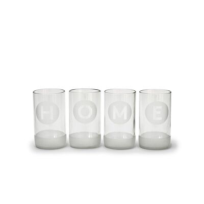 IWAS Upcycled Drinkglazen H-O-M-E Collectie Set | 350 ML | 12 onces | (Ensemble van 4) | Milieuvriendelijke bekers van gerrecycled glas ...