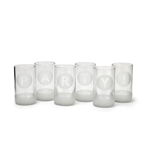 IWAS Upcycled drinkglazen P-A-R-T-Y-! Verzamelingsset | 350 ML | 12 OZ | (Set van 4) | Duurzame handgemaakte gerecyclede cocktailglazen ...