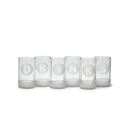 IWAS Upcycled Drinkglazen D-R-I-N-K-S Collectie Set | 350 ML | 12 onces | (Ensemble de 6) | Duurzame handgemaakte gerecyclede cocktailglazen ...