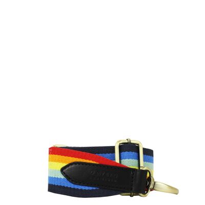 Rainbow Webbing Strap - Multicolor / Black Classic Leather