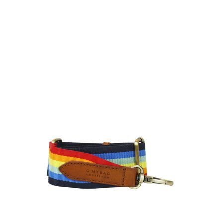 Rainbow Webbing Strap - Multicolor / Cognac Classic Leather
