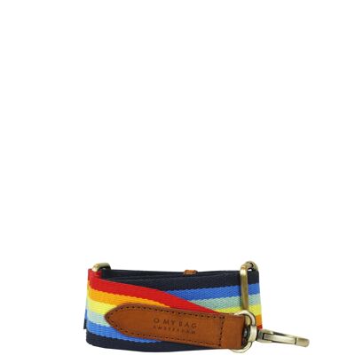 Rainbow Webbing Strap - Multicolor / Cognac Classic Leather