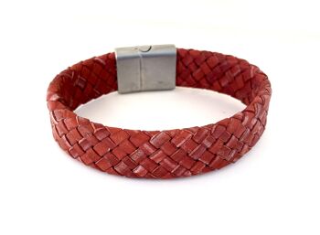 Bracelet homme cuir tressé rouge 1