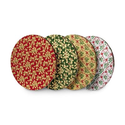 Ind Wrapped Astd Holly Print Round Cake Drums 10po